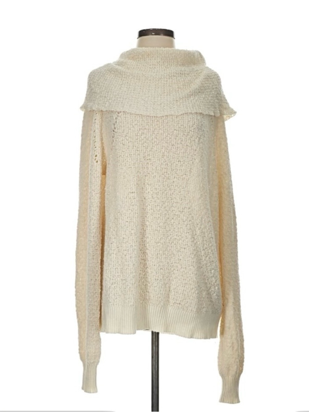 Free People Cream Off-Shoulder Turtleneck Sweater